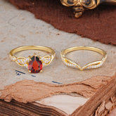 Romantic 5-Prong Pear Cut Natural Garnet Stacking Ring